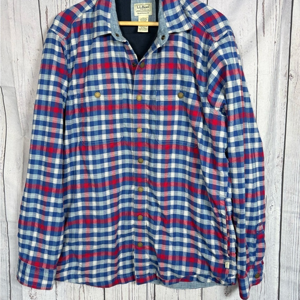 L.L. Bean Men’s Flannel Jacket Shirt Size M Tall Button Down